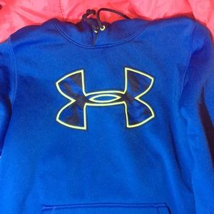 Under armor blue and neon green medium hoodie